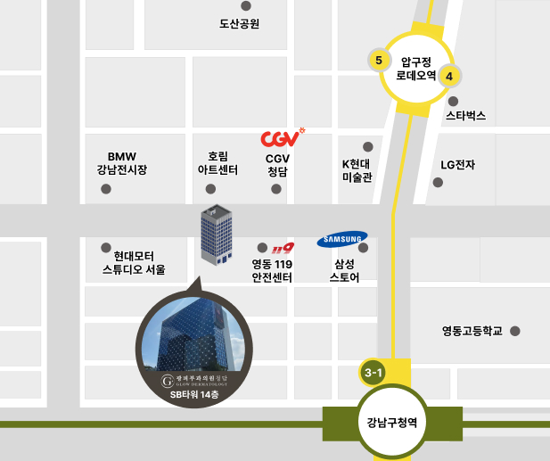 광피부과의원 청담 오시는 길 지도